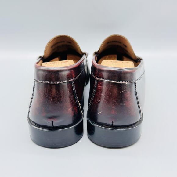 Bass Shoes Mens 10 Burgundy Leather Walton Penny Loafers Slip On Dress Moc Toe - Picture 7 of 13